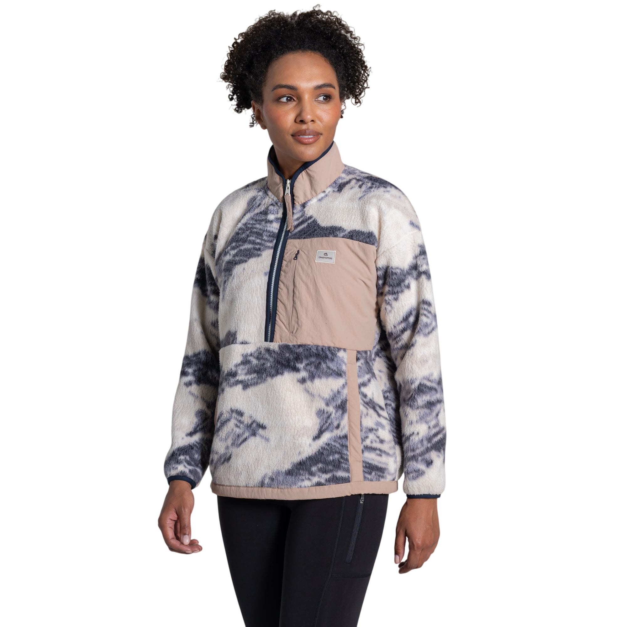 Craghoppers Women's Grange Half Zip Fleece | Ecru Print