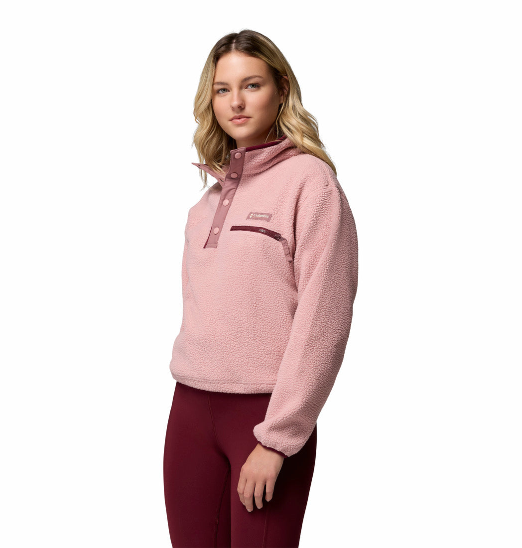 Columbia Helvetia™ II Cropped Sherpa Half Snap Fleece Eraser Pink