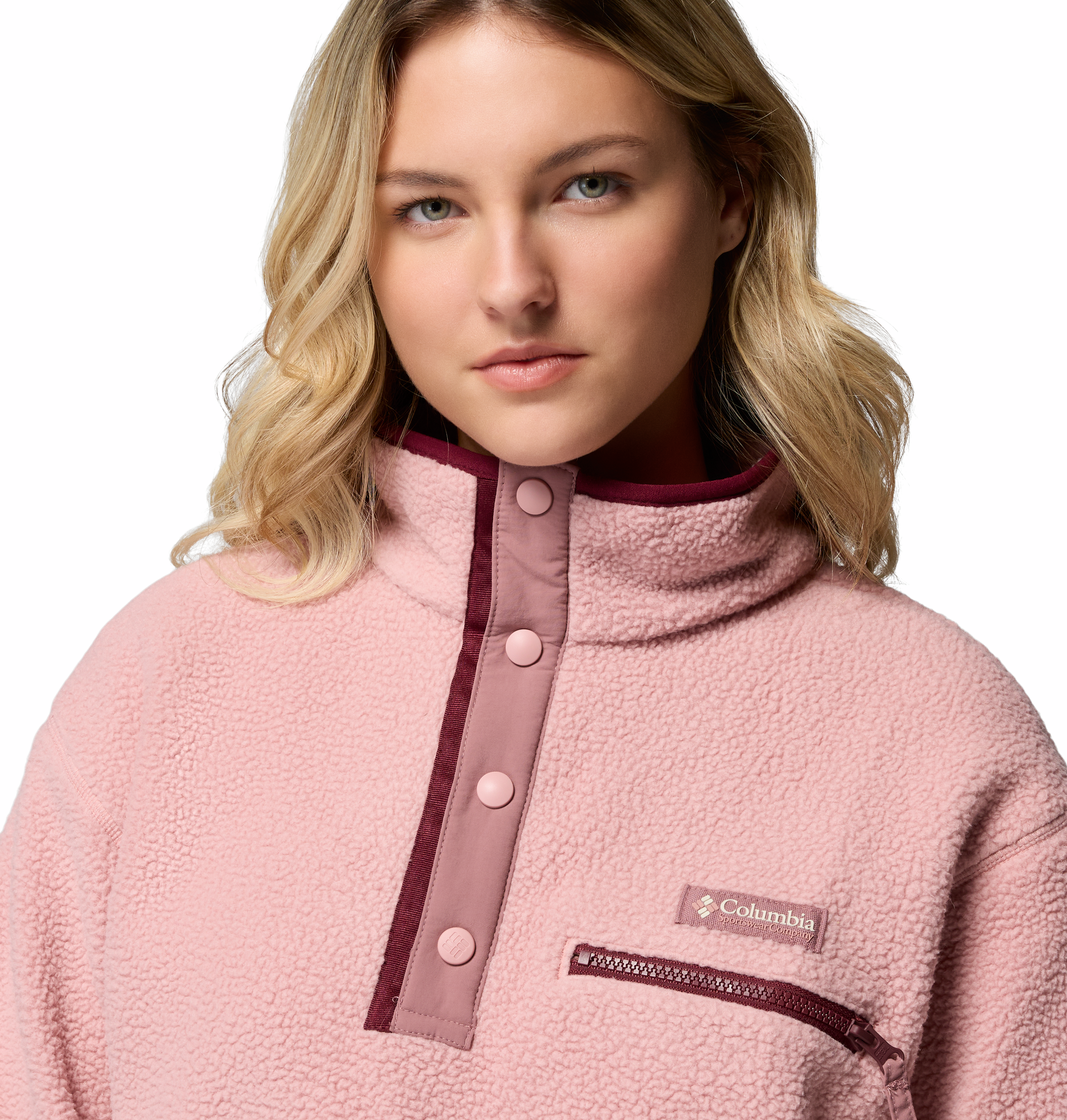 Columbia Helvetia™ II Cropped Sherpa Half Snap Fleece Eraser Pink