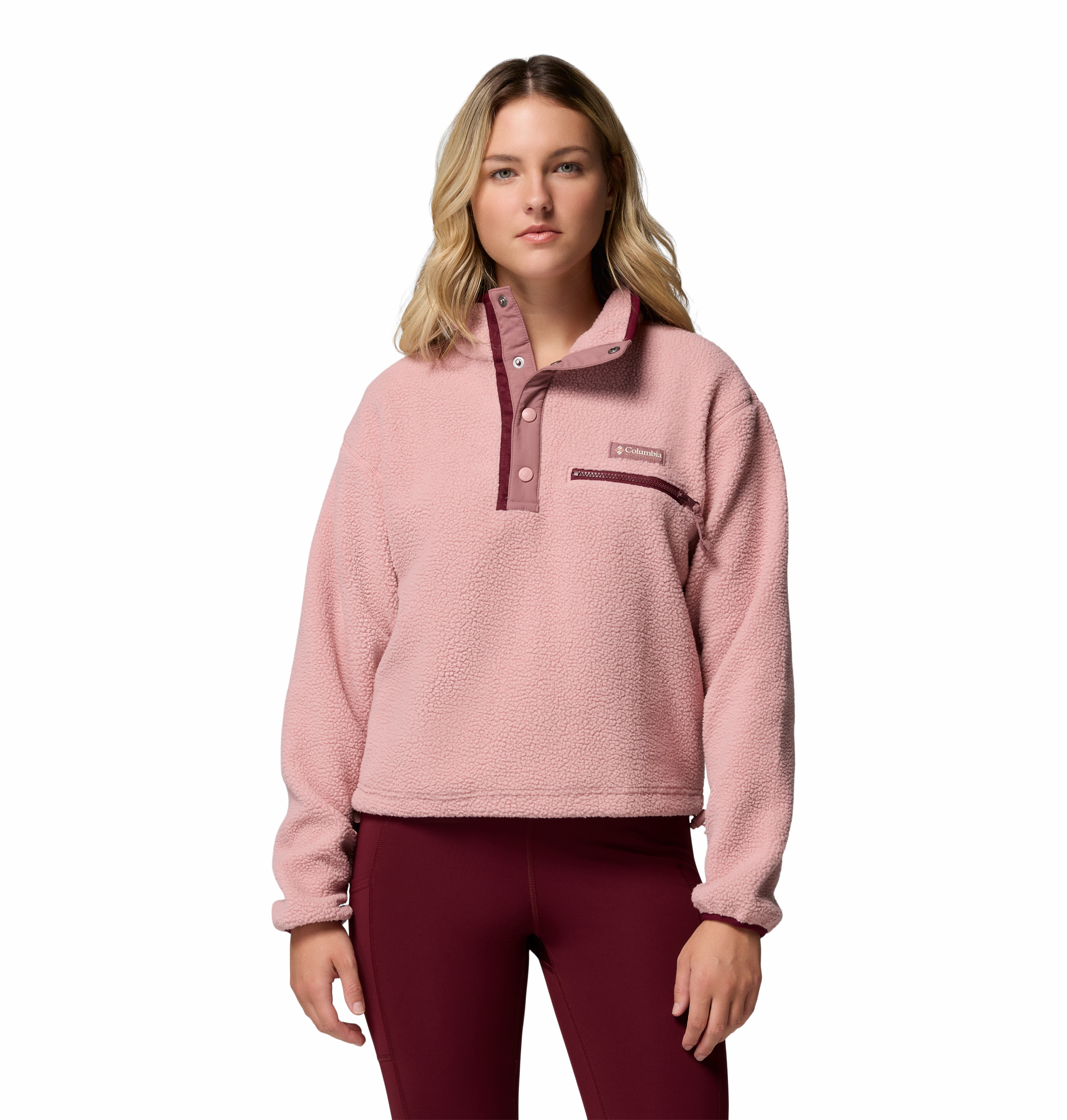 Columbia Helvetia™ II Cropped Sherpa Half Snap Fleece Eraser Pink