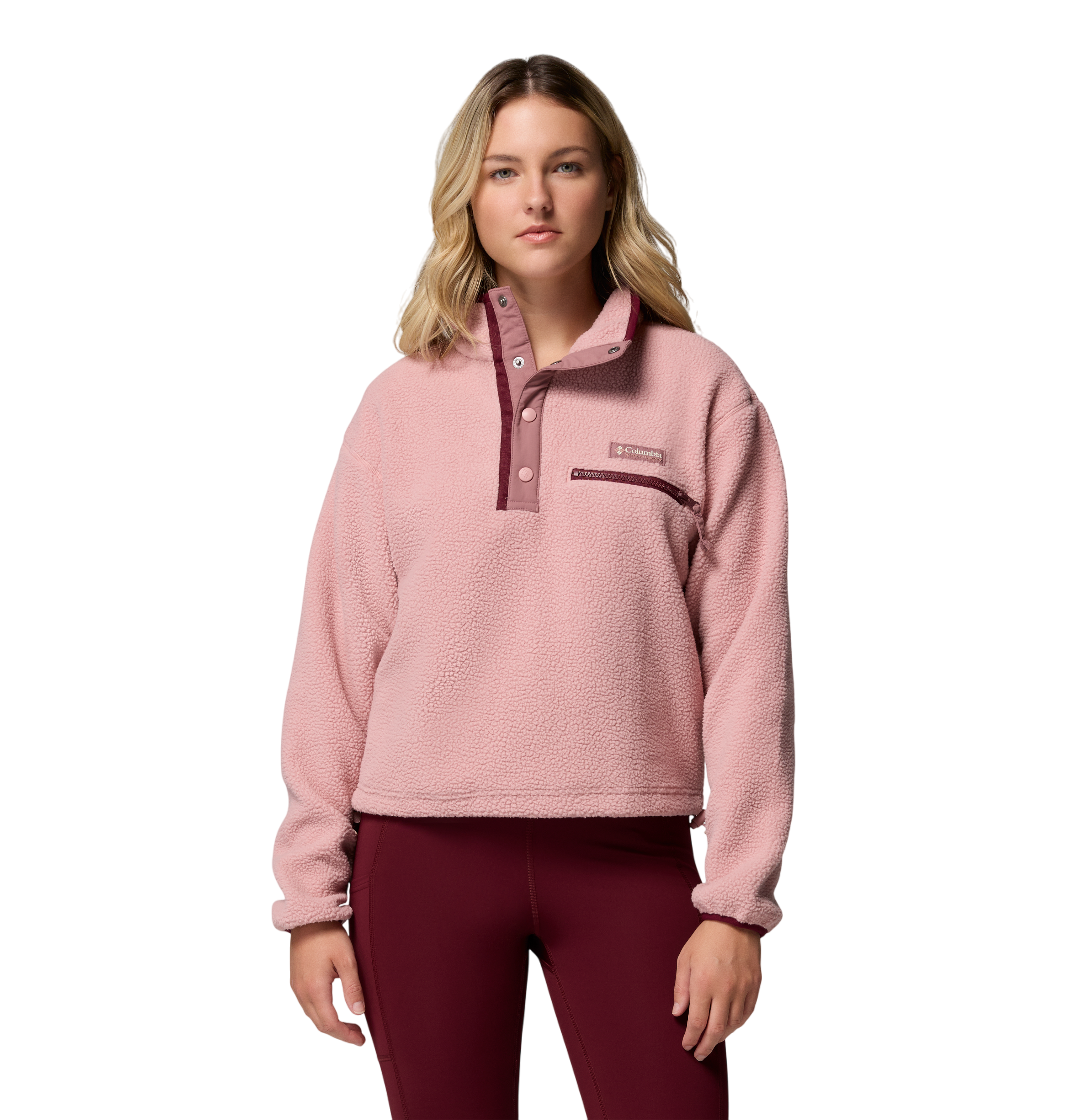 Columbia Helvetia™ II Cropped Sherpa Half Snap Fleece Eraser Pink