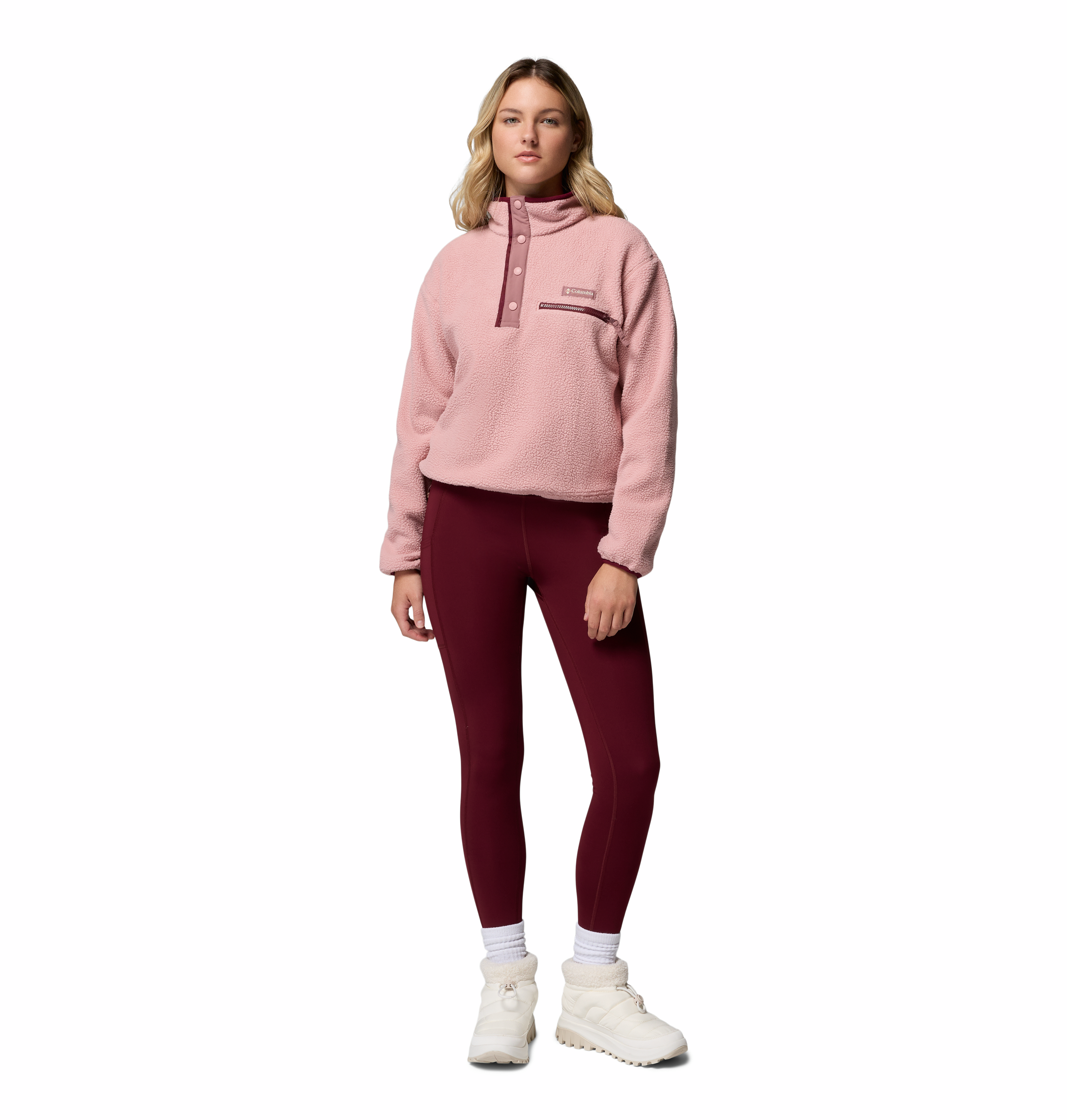 Columbia Helvetia™ II Cropped Sherpa Half Snap Fleece Eraser Pink