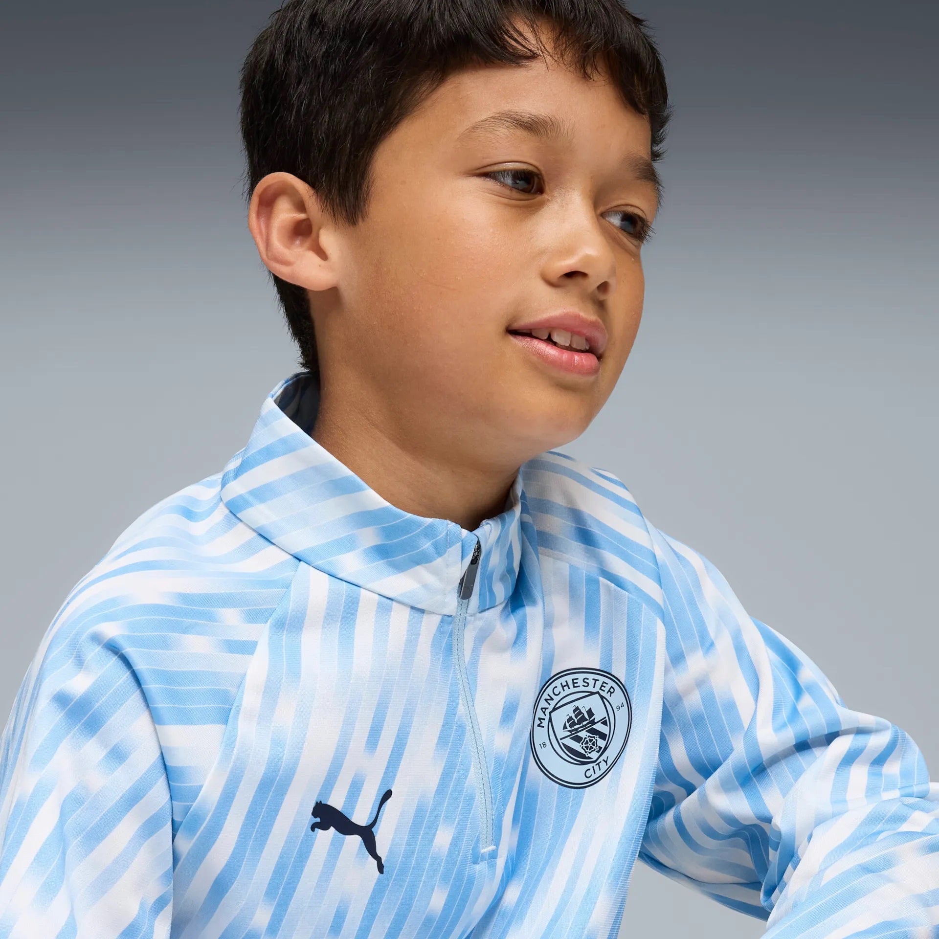 Puma Manchester City FC Junior 1/4 Zip Blue White