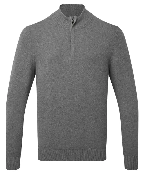 Asquith & Fox Men's Cotton Blend ¼ Zip Sweater Charcoal