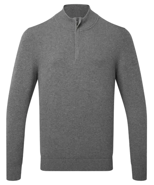 Asquith & Fox Men's Cotton Blend ¼ Zip Sweater Charcoal