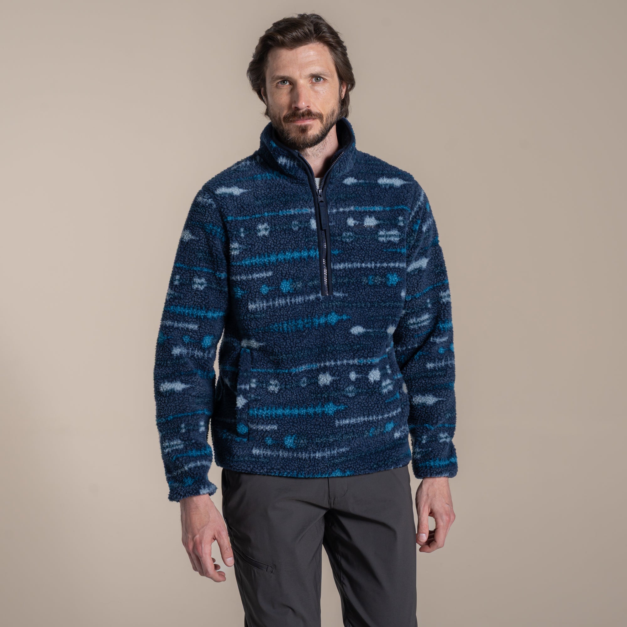 Craghoppers Men's Rawthey Half Zip Fleece | Blue Navy Print