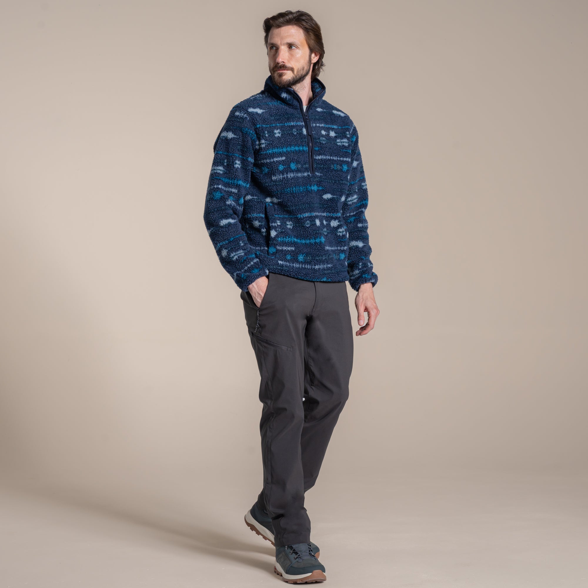 Craghoppers Men's Rawthey Half Zip Fleece | Blue Navy Print
