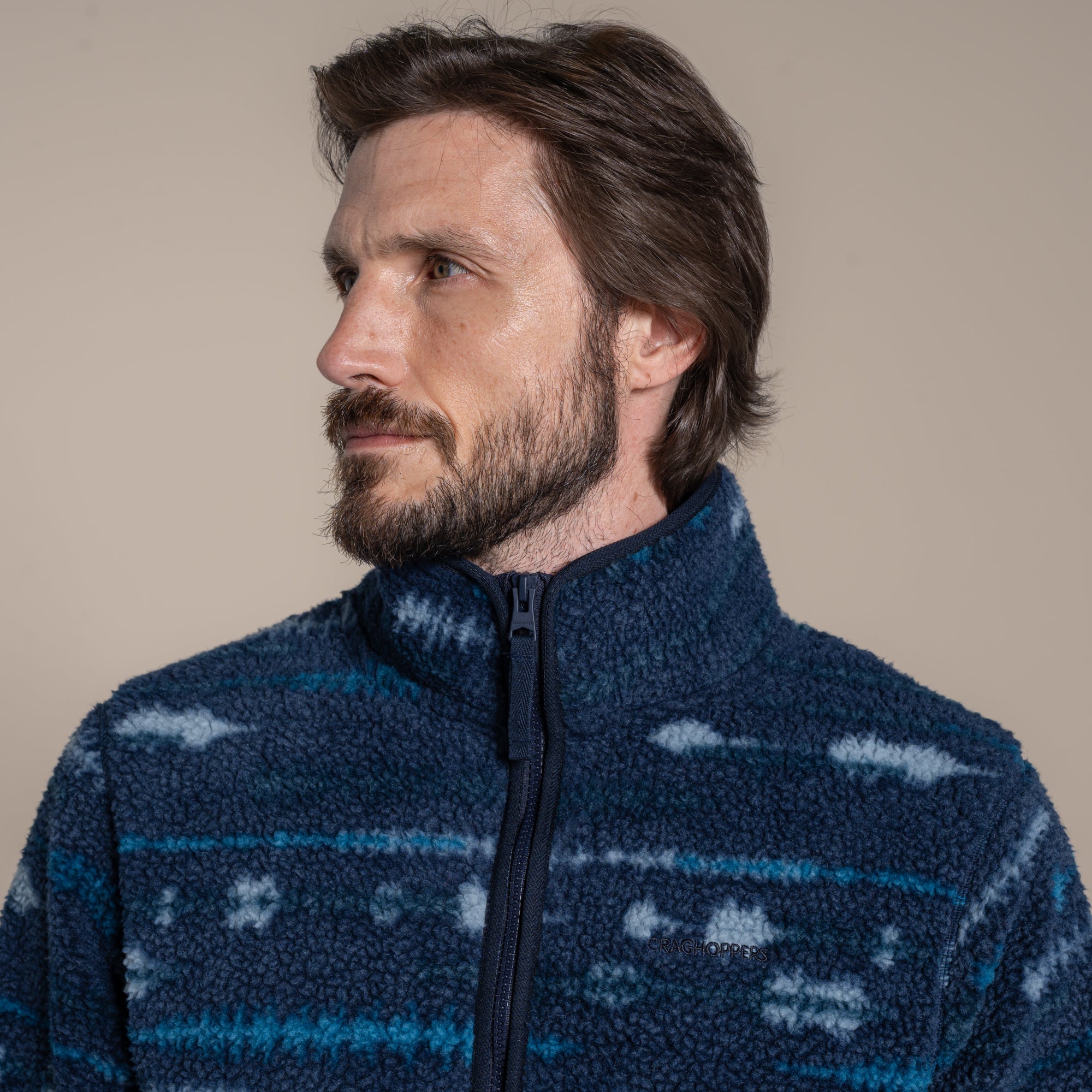 Craghoppers Men's Rawthey Half Zip Fleece | Blue Navy Print