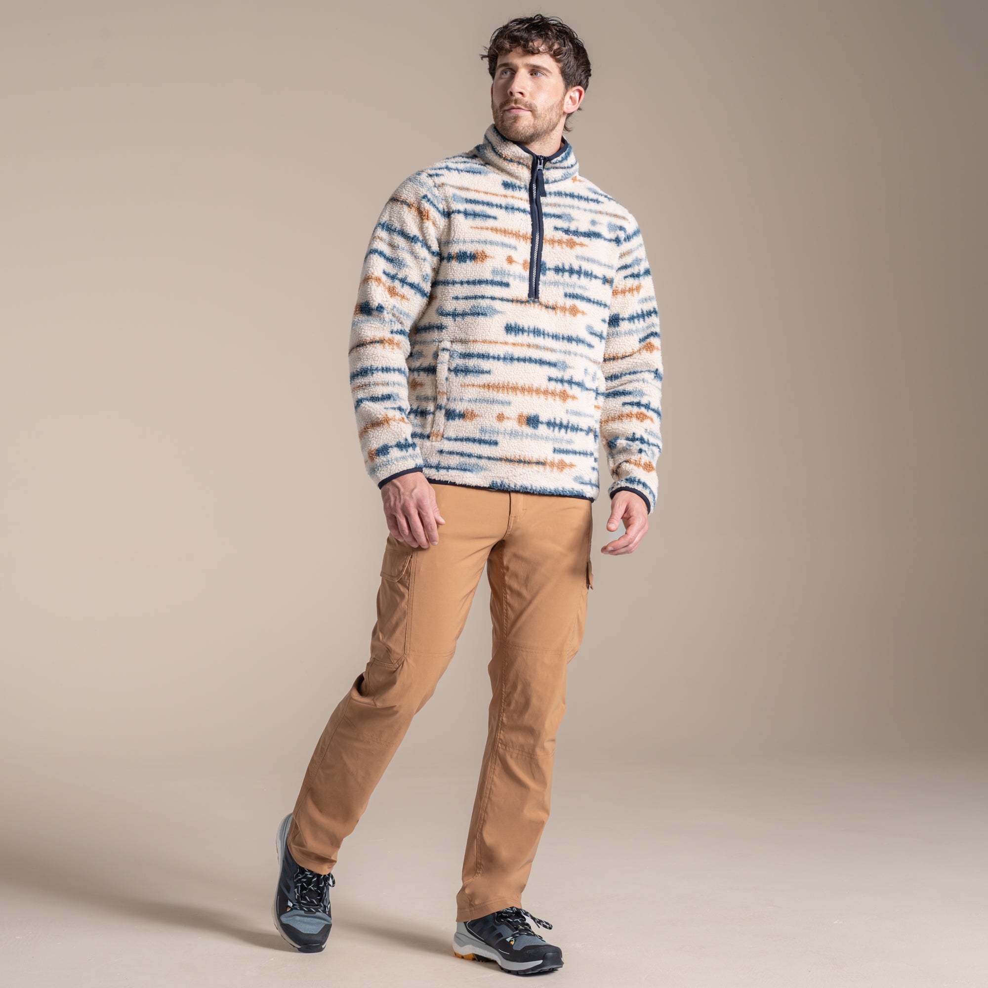 Craghoppers Men's Rawthey Half Zip Fleece | Ecru Print