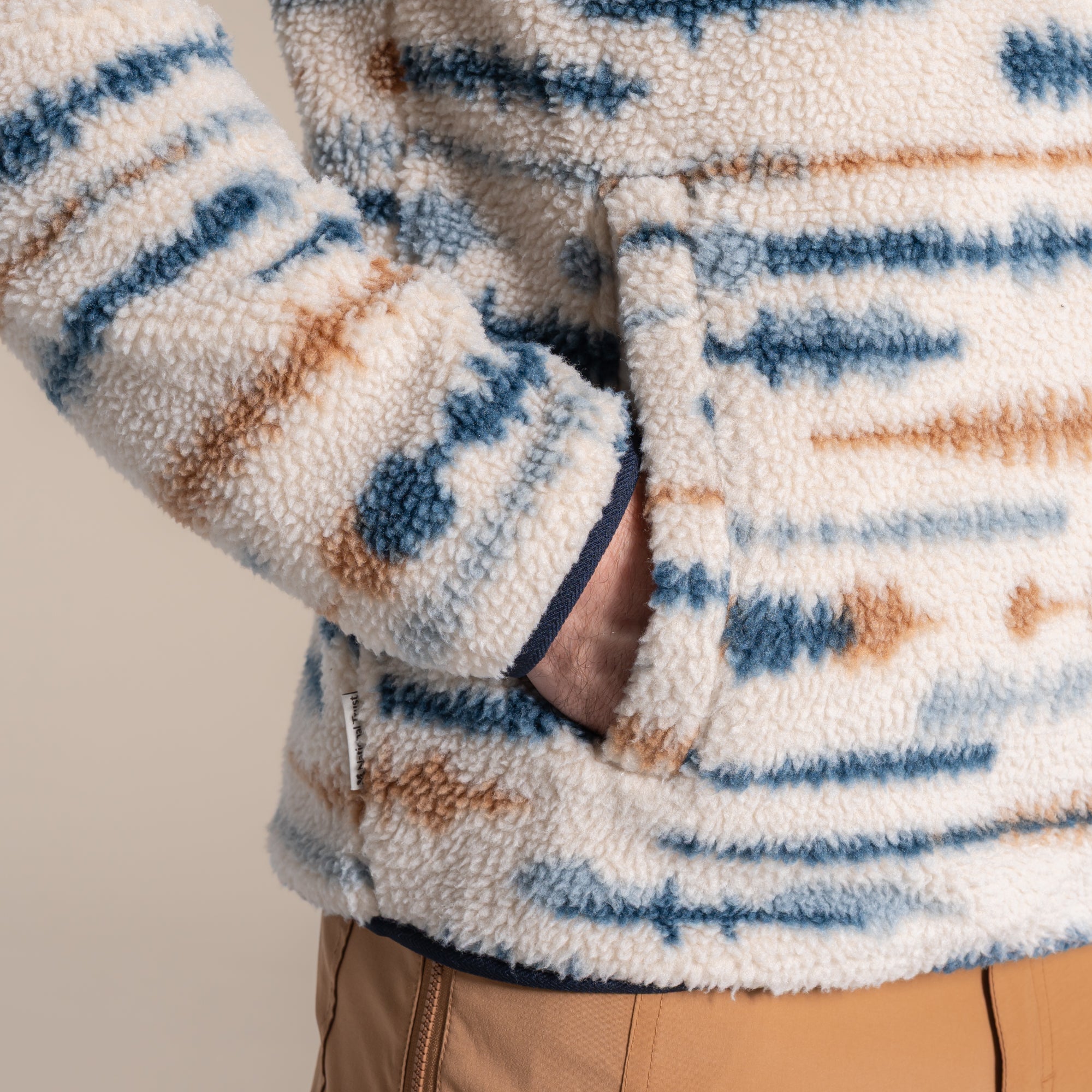 Craghoppers Men's Rawthey Half Zip Fleece | Ecru Print