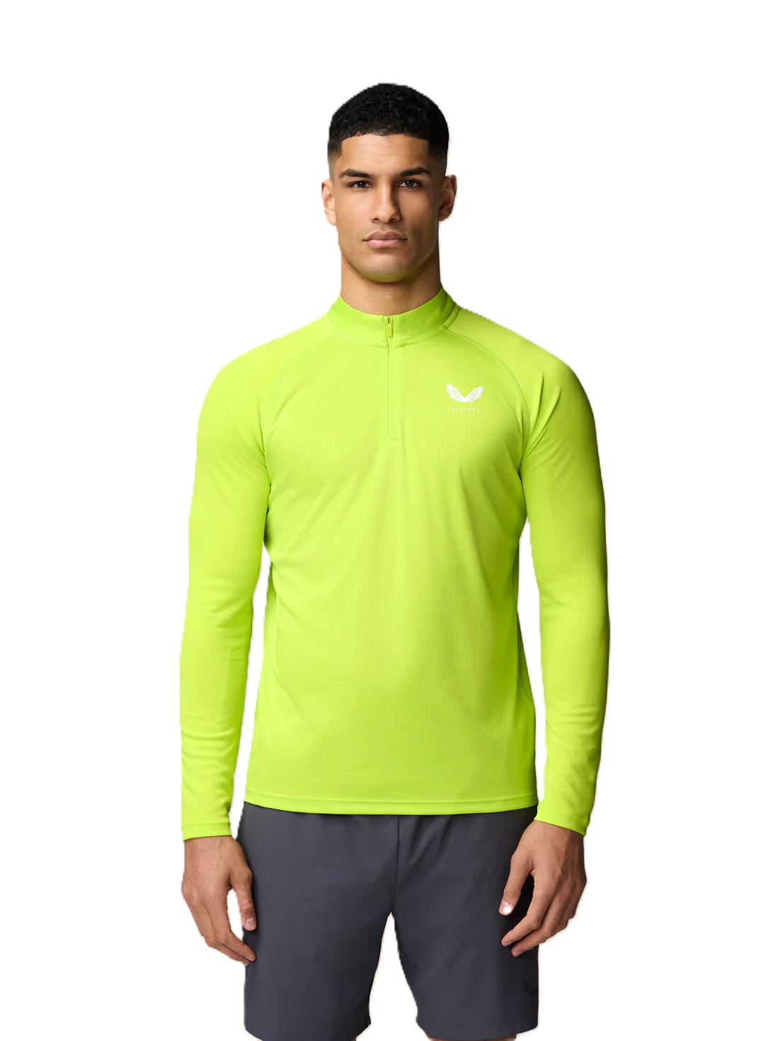Castore Mens AOP 1/4 Zip Long Sleeve Acid Lime White