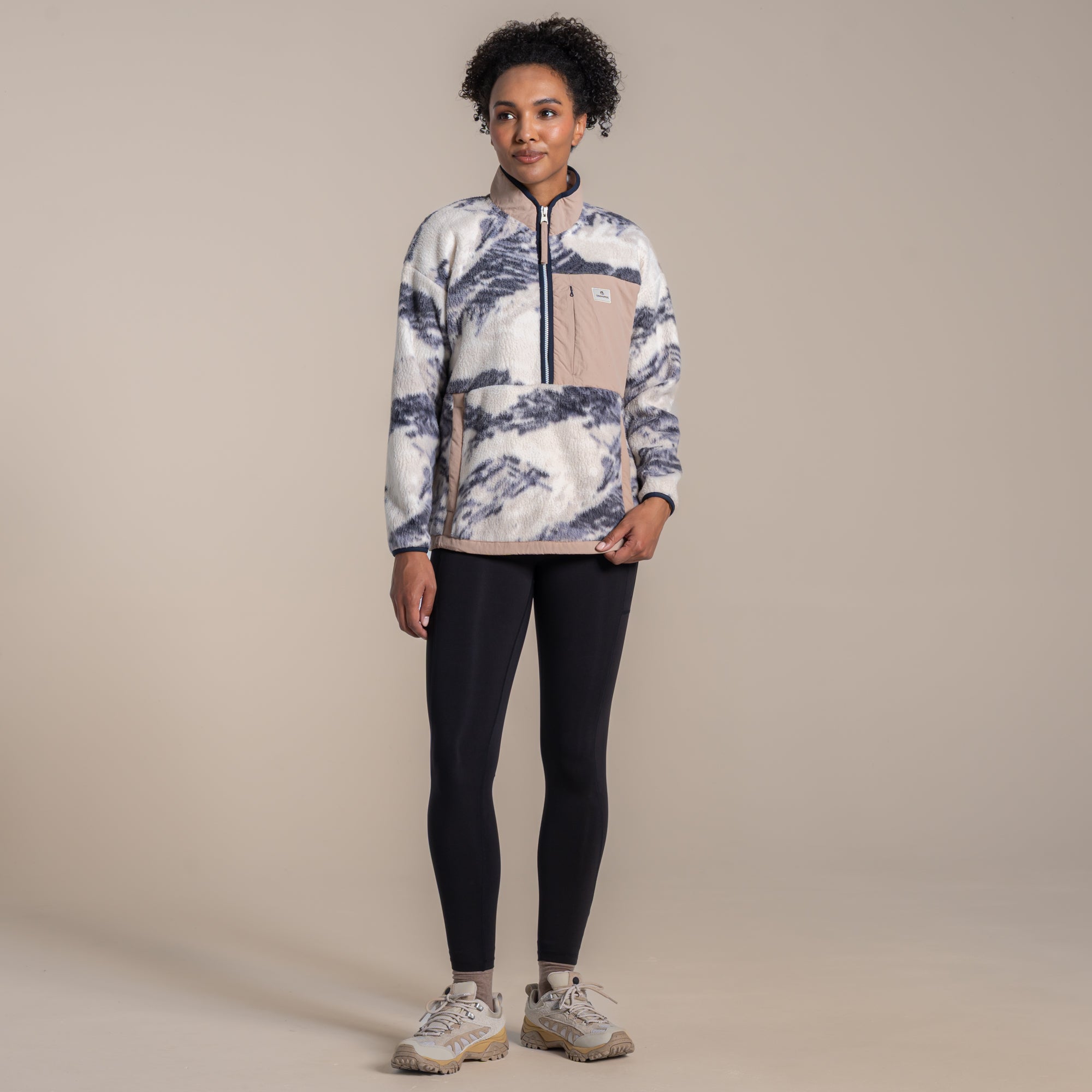 Craghoppers Women's Grange Half Zip Fleece | Ecru Print