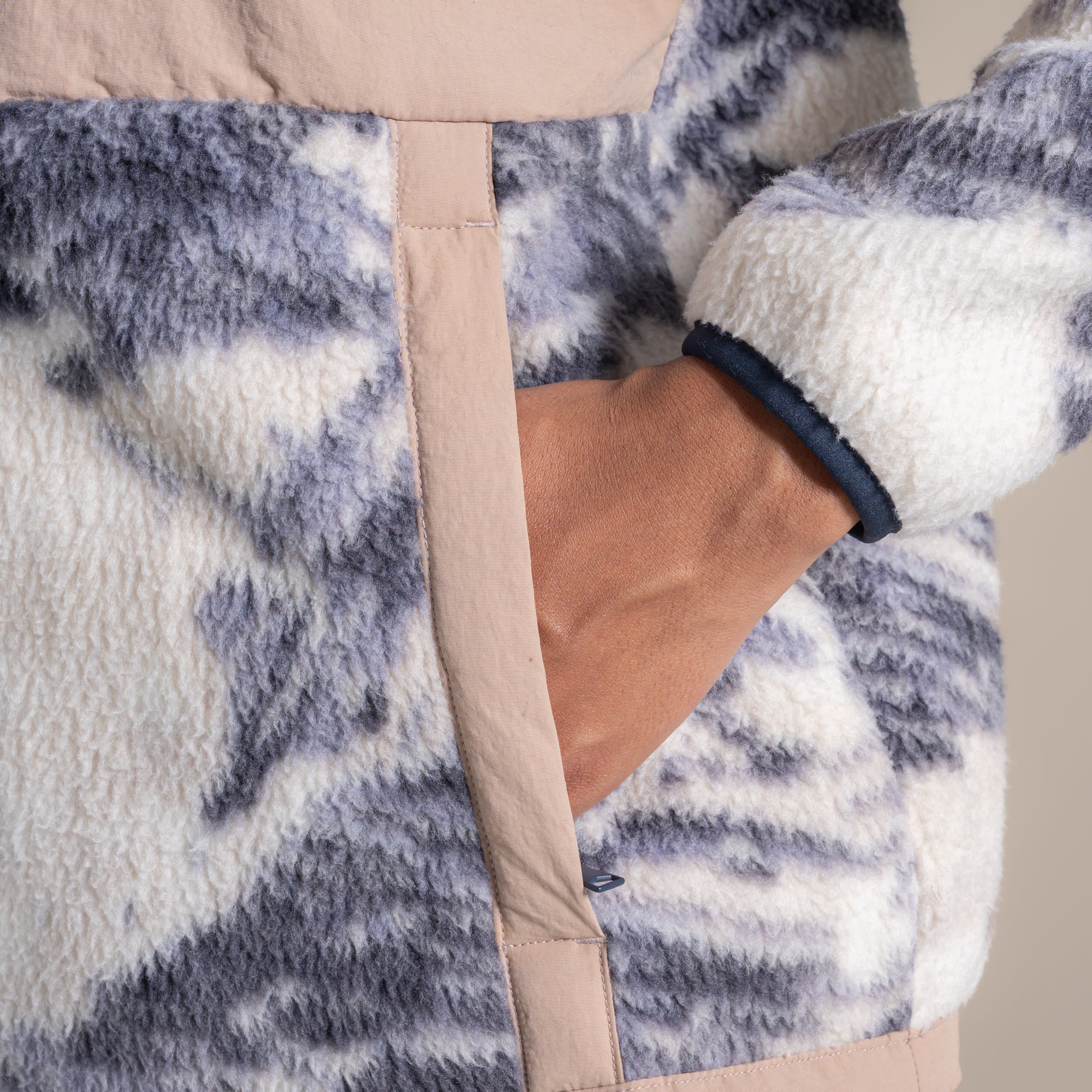 Craghoppers Women's Grange Half Zip Fleece | Ecru Print