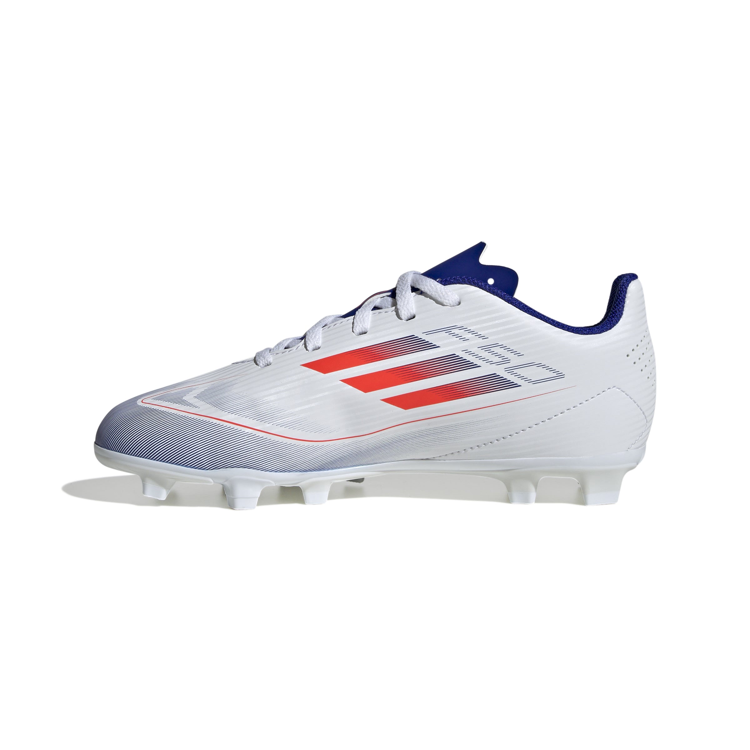 Adidas F50 Club Firm Ground Junior Football Boots White Solar Red Lucid Blue (White Red Blue)