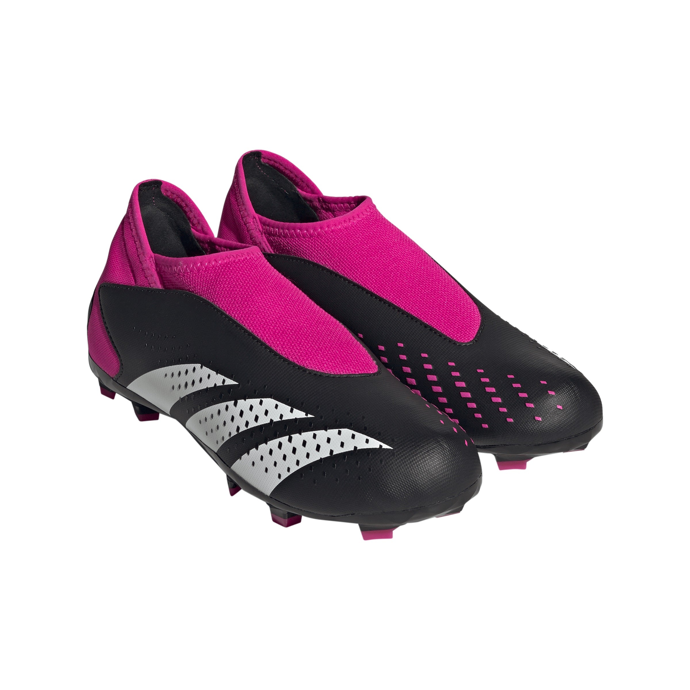 Adidas Predator Accuracy.3 Firm Ground Lace Less Junior Football Boots (Core Black White Shock Pink)