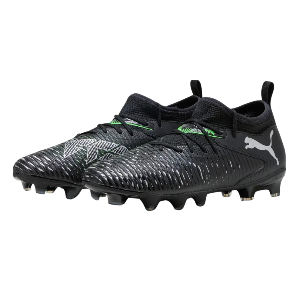 Puma Future 8 Match Firm Ground Football Boots Puma Black Grey Green (Black Grey)