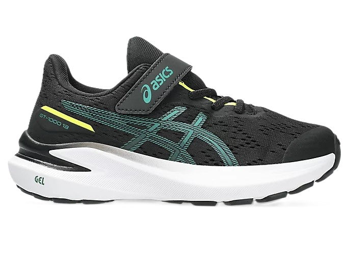Asics GT- PS Kids Velcro Running Shoes Black Jasper Green