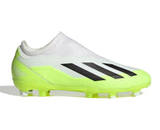 Adidas X Crazyfast.3 Laceless Firm Ground Junior Football Boots White Black Lucid Lemon (White)