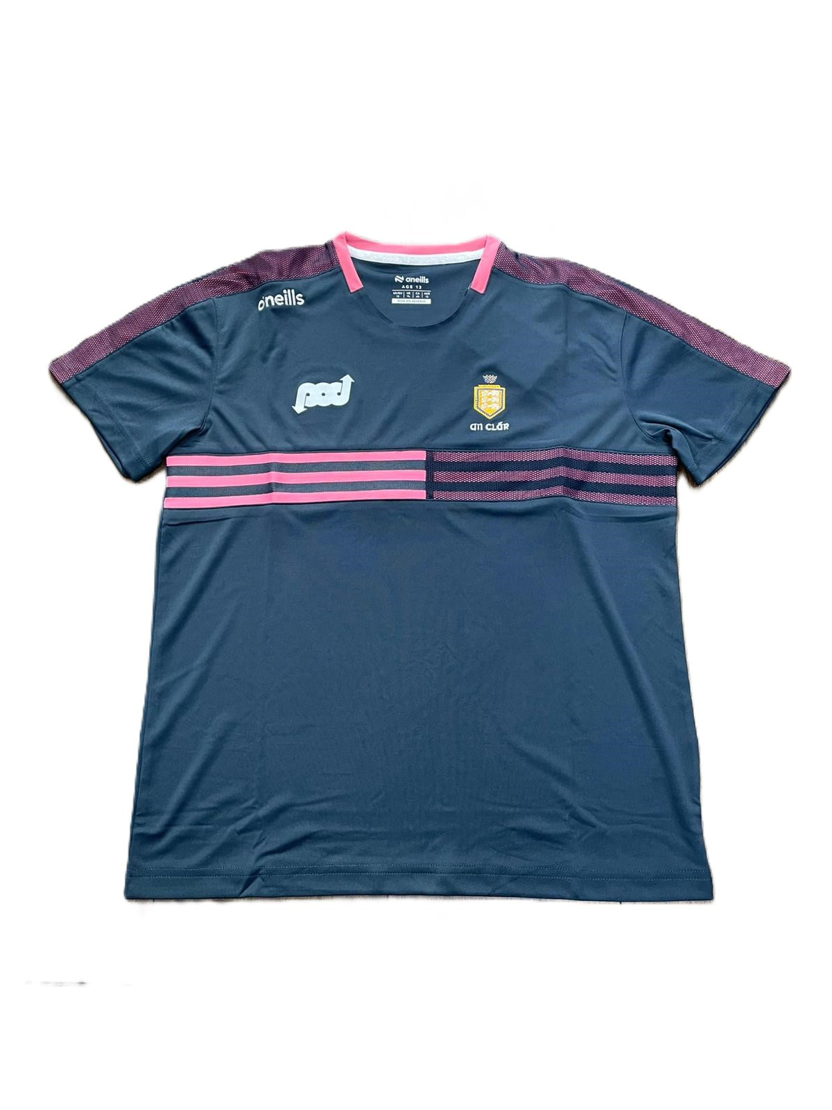 O'Neills Clare GAA Ladies/Girls Nepal T-Shirt Marine Pink White -