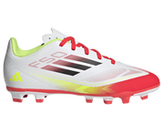 Adidas F50 Club Firm/Multi-Ground Junior Boots Cloud White Core Black Solar Yellow (White Black Red)