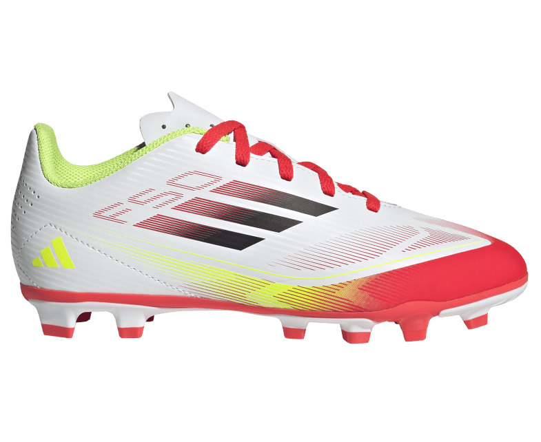 Adidas F50 Club Firm/Multi-Ground Junior Boots Cloud White Core Black Solar Yellow (White Black Red)