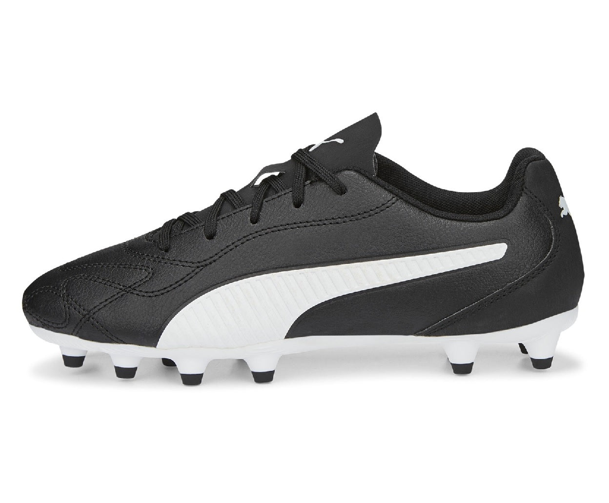 Puma Monarch II Firm Ground Junior Football Boots (Black White)