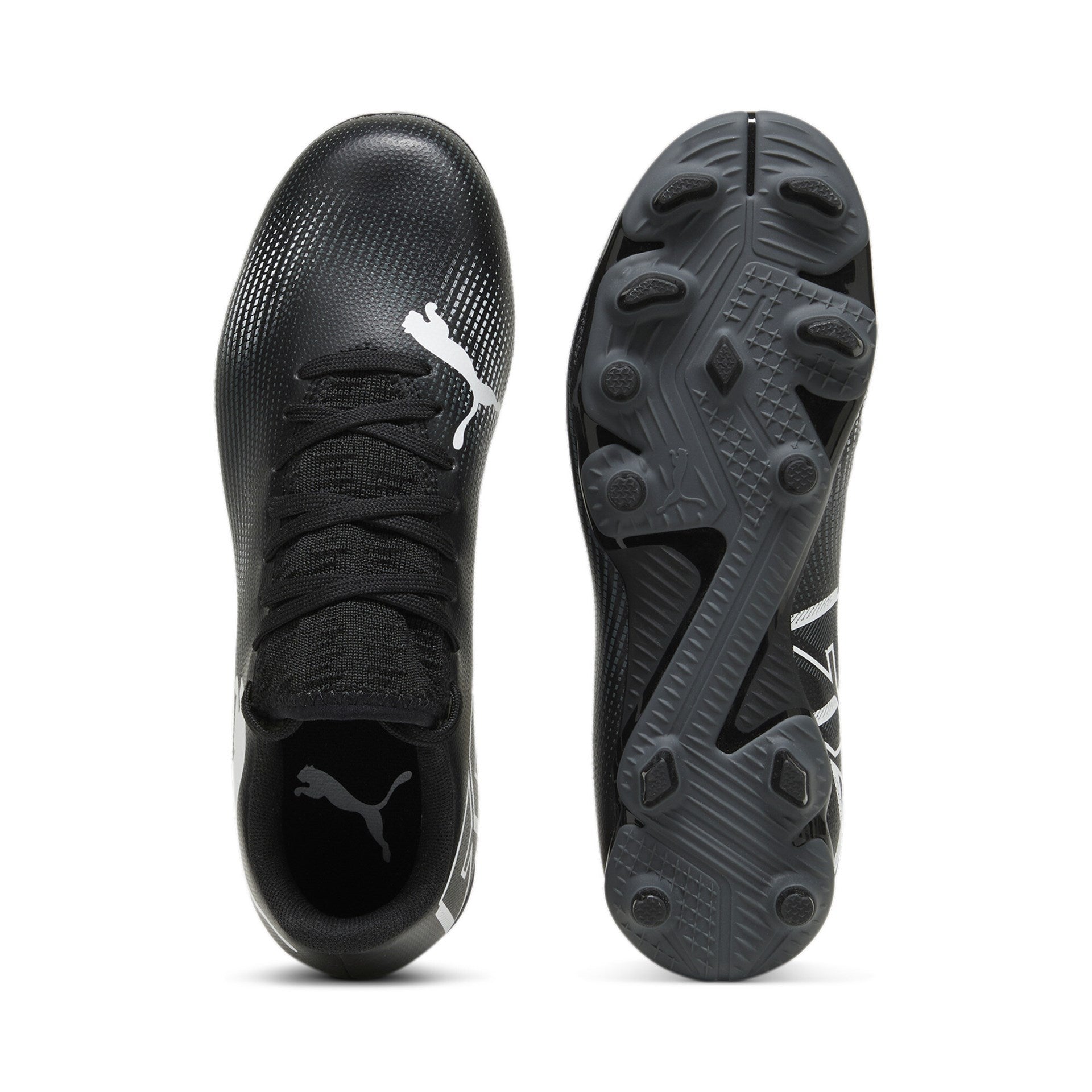 Puma Future 7 Play Firm Ground Junior Football Boots White Black White (Black White)