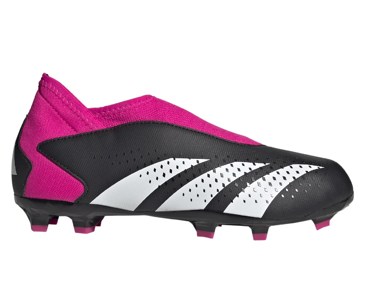 Adidas Predator Accuracy.3 Firm Ground Lace Less Junior Football Boots (Core Black White Shock Pink)