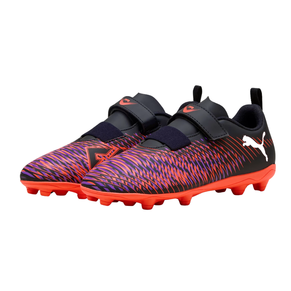 Puma Future 8 Match Firm Ground Junior Football Boots Puma Black White Glowing Red (Black Multi)