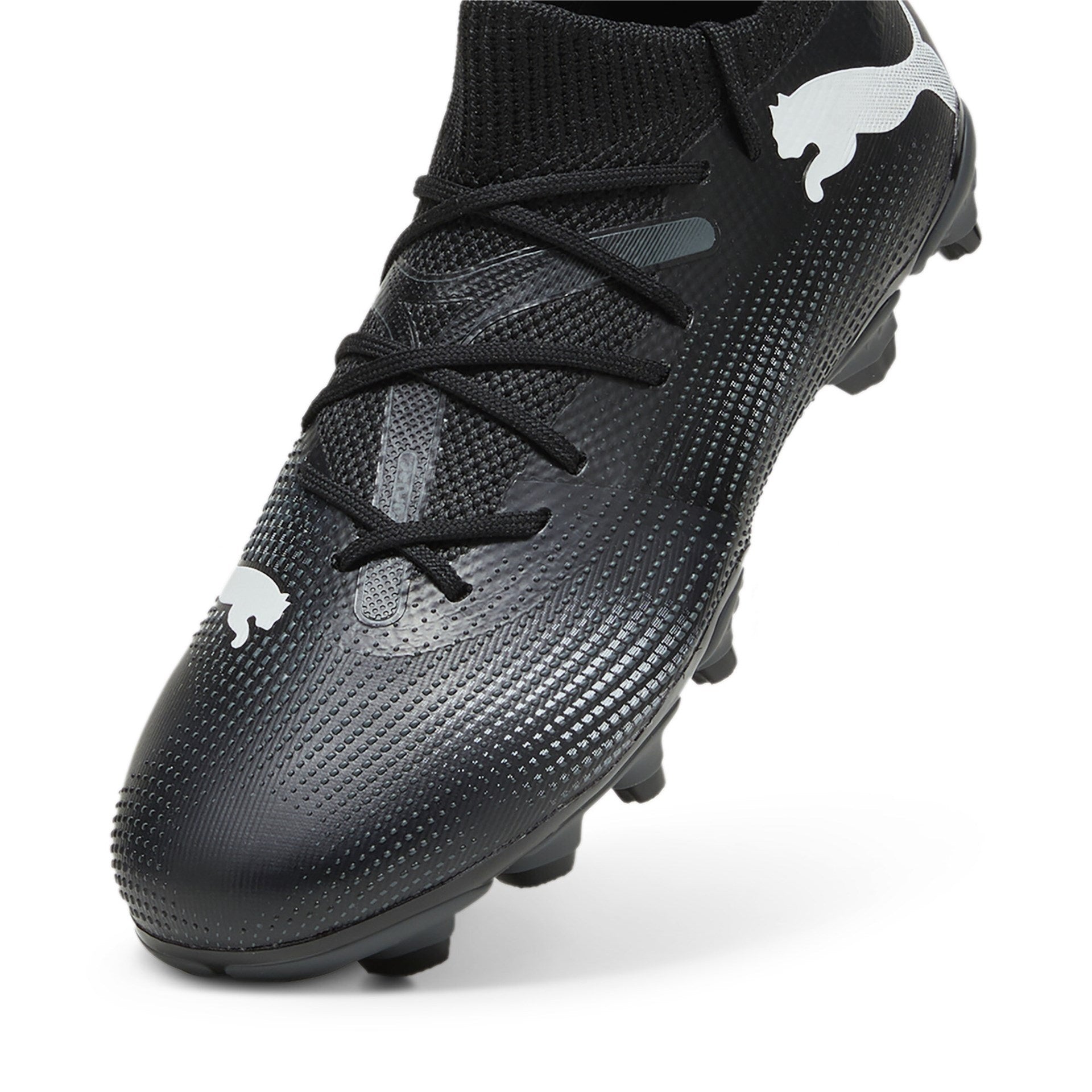 Puma Future 7 Match Firm Ground Junior Football Boots White Black White (Black White)