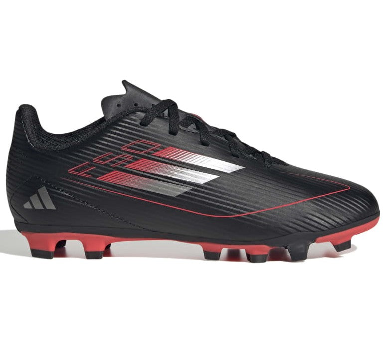 Adidas F50 Club Firm Ground Junior Boots Core Black Iron Metalic Lucid Red