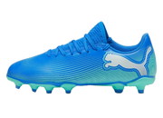 Puma Future 7 Play Firm Ground Junior Football Boots Hyperlink Blue Mint White (Blue Mint)