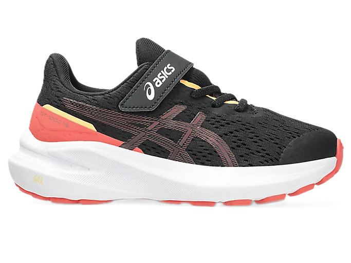 Asics GT- PS Kids Velcro Running Shoes Black Rubble Red