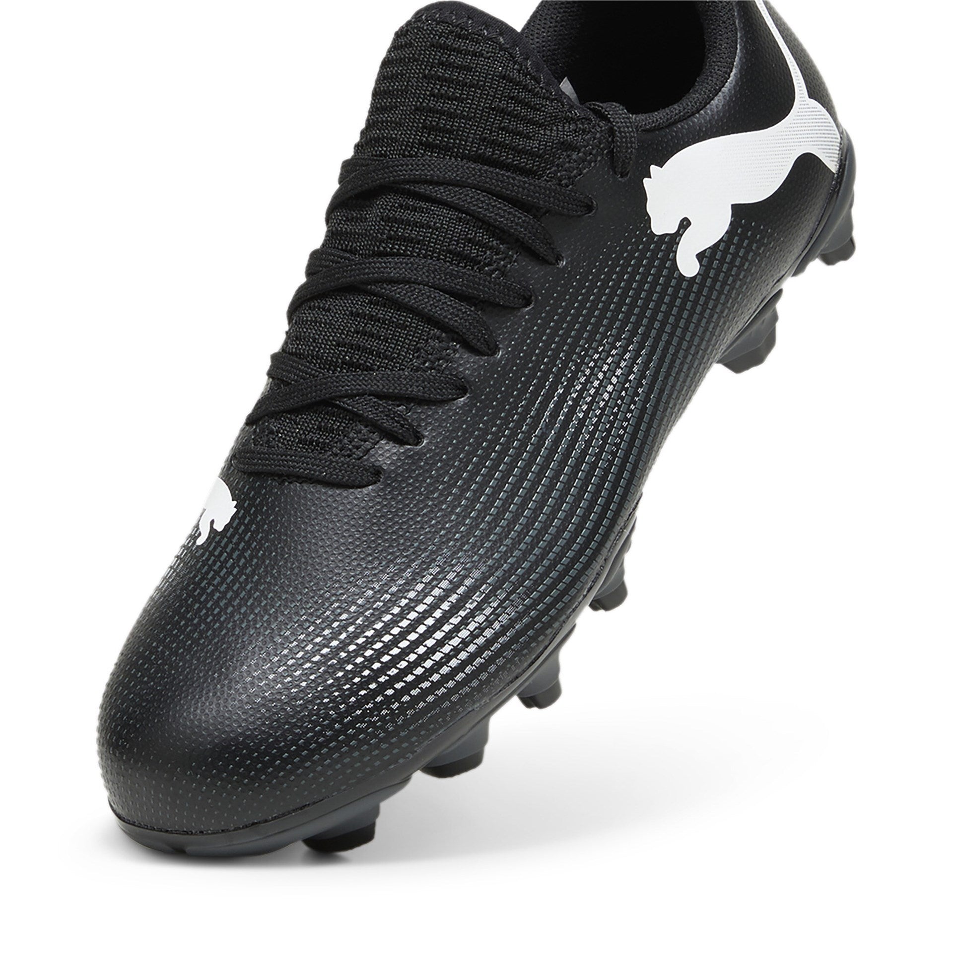 Puma Future 7 Play Firm Ground Junior Football Boots White Black White (Black White)
