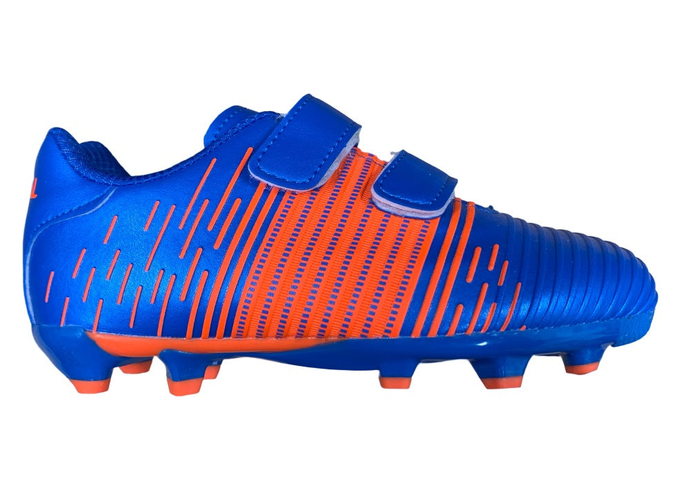 Karakal Line Velcro Firm Ground Football Boots Blue Orange (Blue Orange)