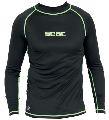 Seac T Sun Rash Vest Men' Black Long Sleeve