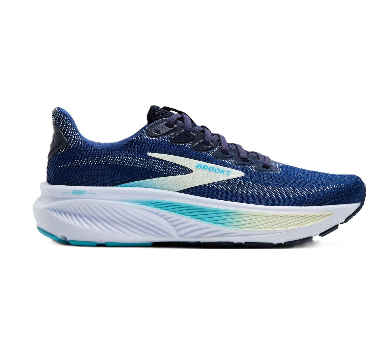 Brooks Ghost Womens Running Shoe Navy Green Turquoise