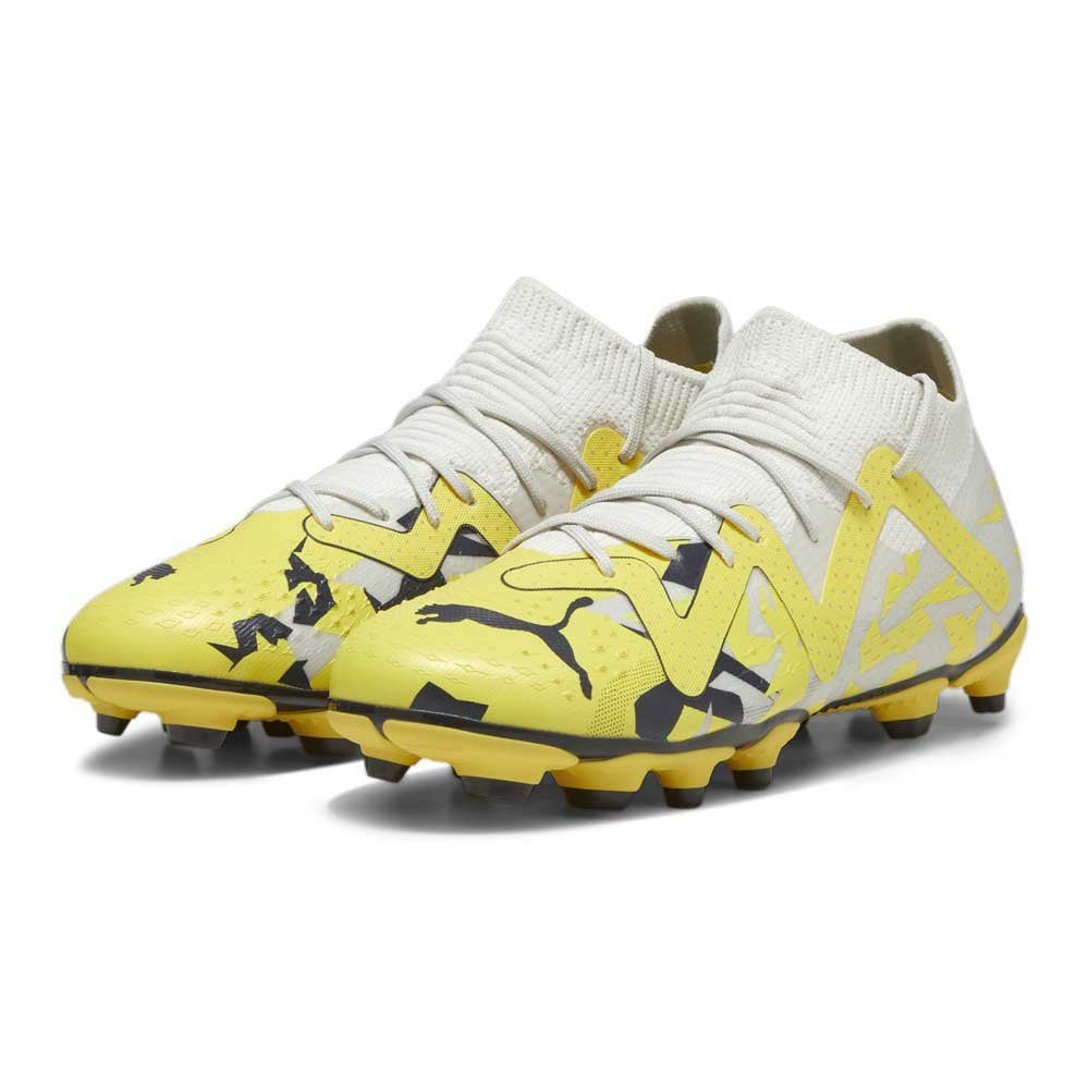 Puma Future Match Firm Ground Junior Football Boots Sedate Gray Asphalt Yellow (White Yellow)