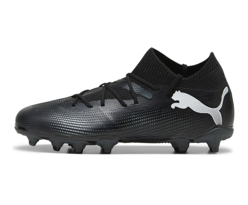 Puma Future 7 Match Firm Ground Junior Football Boots White Black White (Black White)
