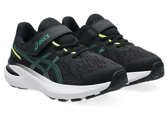 Asics GT- PS Kids Velcro Running Shoes Black Jasper Green