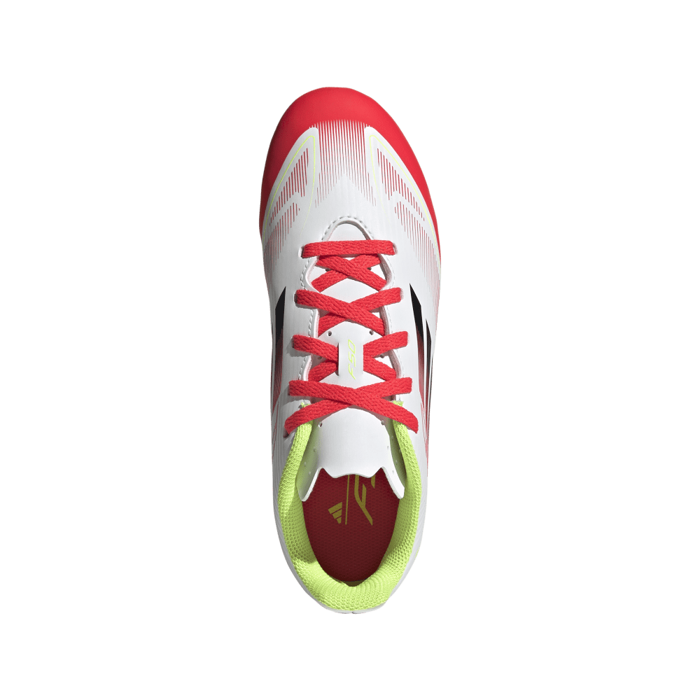 Adidas F50 Club Firm/Multi-Ground Junior Boots Cloud White Core Black Solar Yellow (White Black Red)