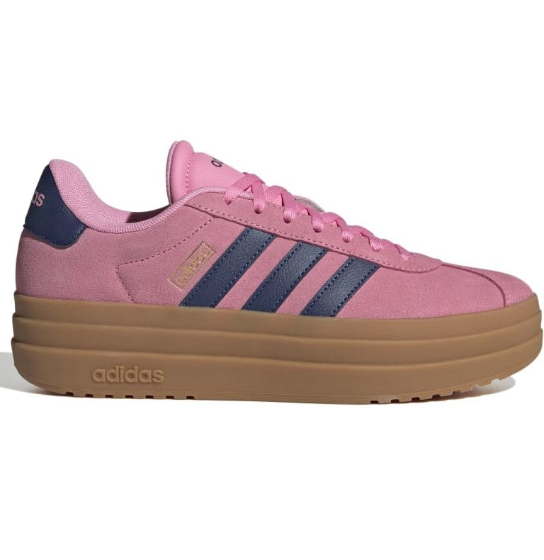 Adidas Women' VL Court Bold Shoes Bliss Pink Dark Blue Gold Metallic
