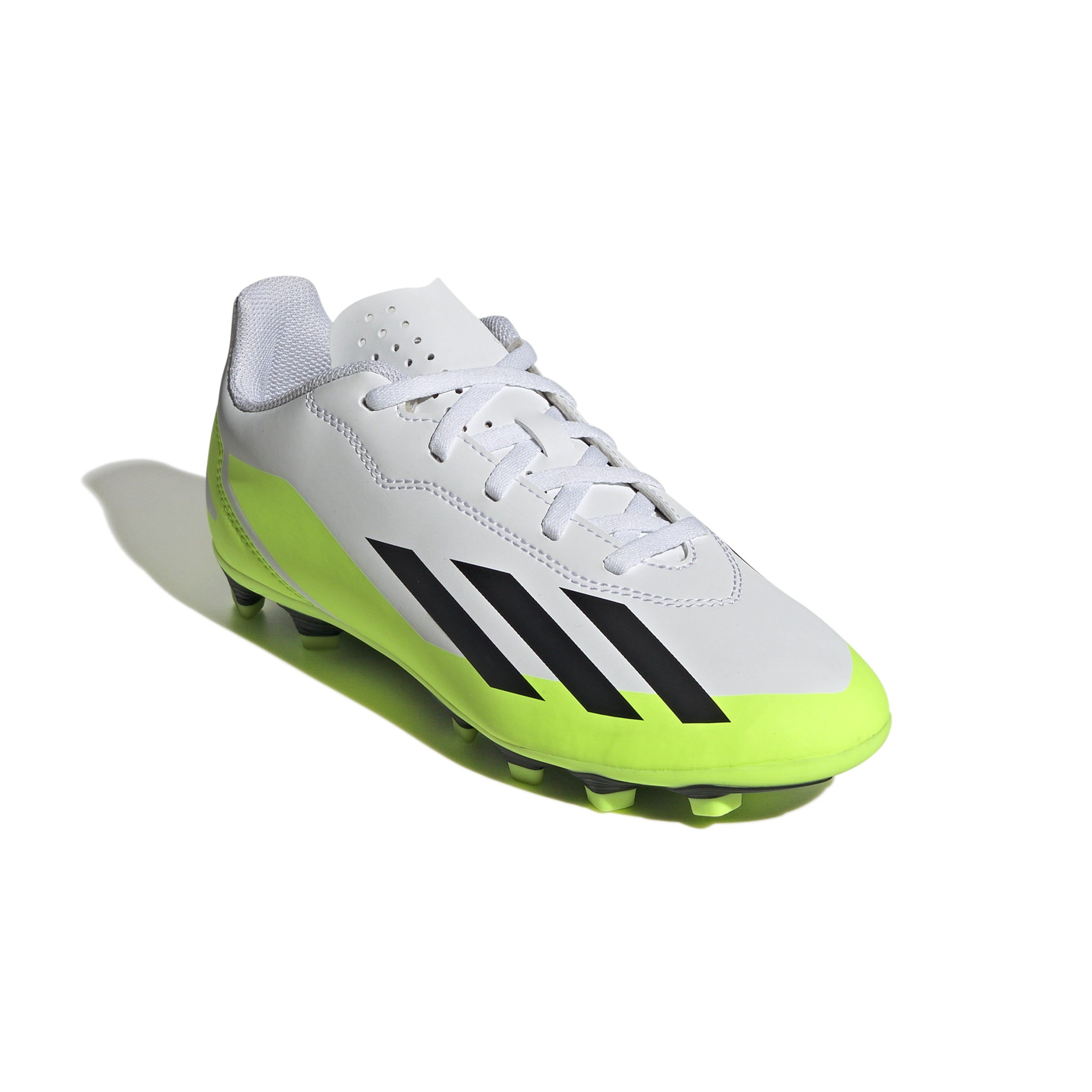 Adidas X Crazyfast.4 Firm Ground Junior Football Boots White Lucid Lemon (White Lemon)