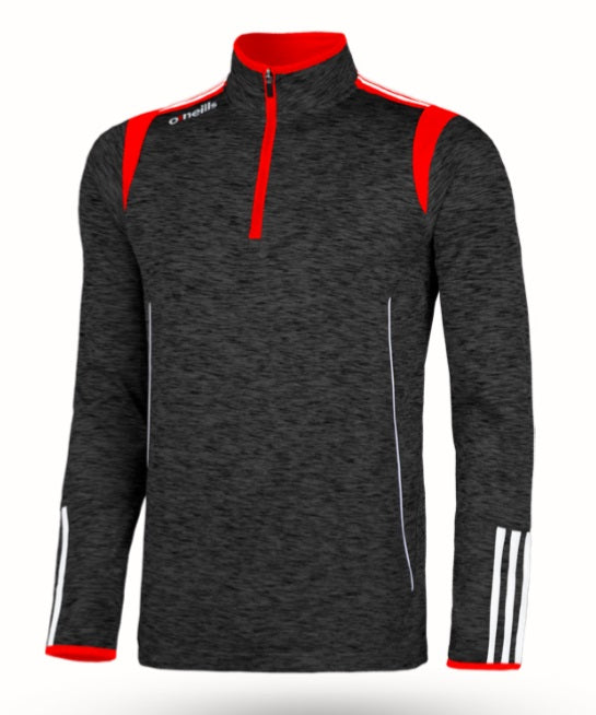 O'Neills Solar 3 Stripe Brushed Half Zip (Melange Black Red)