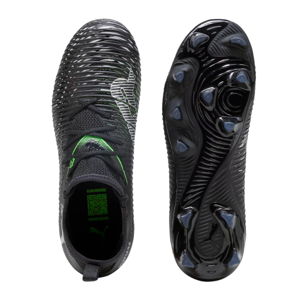 Puma Future 8 Match Firm Ground Football Boots Puma Black Grey Green (Black Grey)