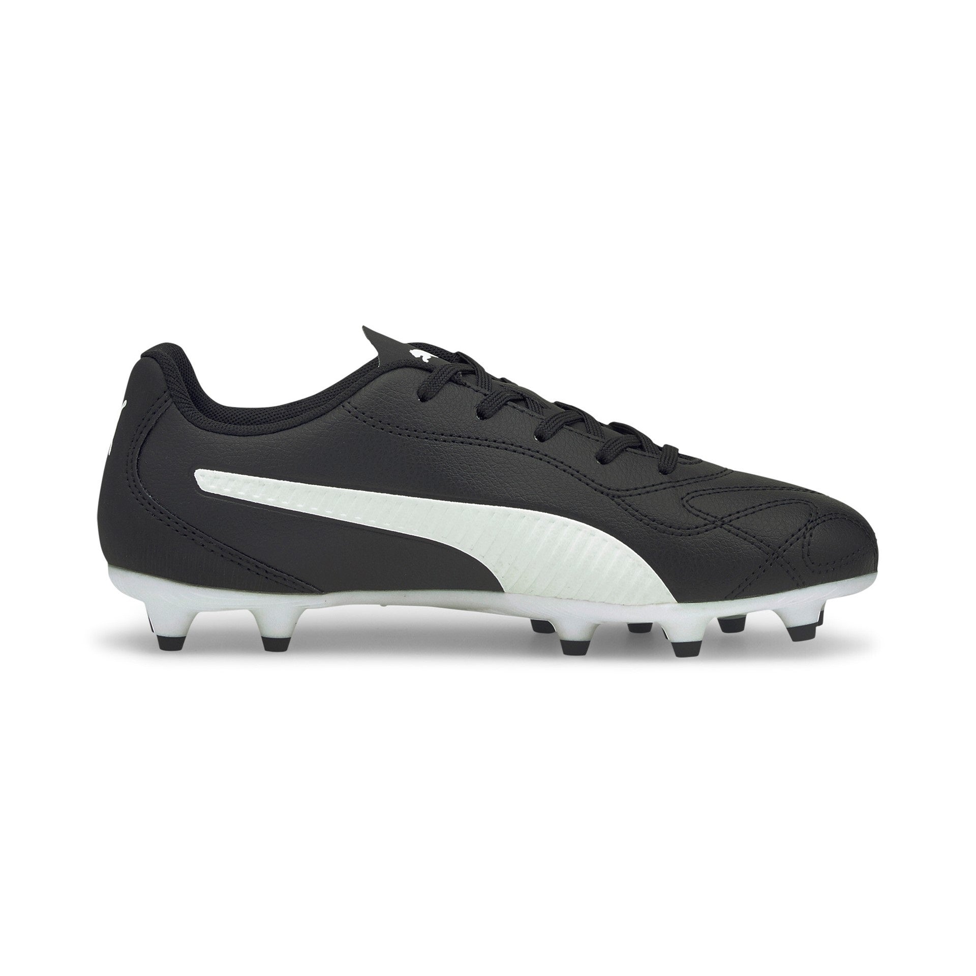 Puma Monarch II Firm Ground Junior Football Boots (Black White)
