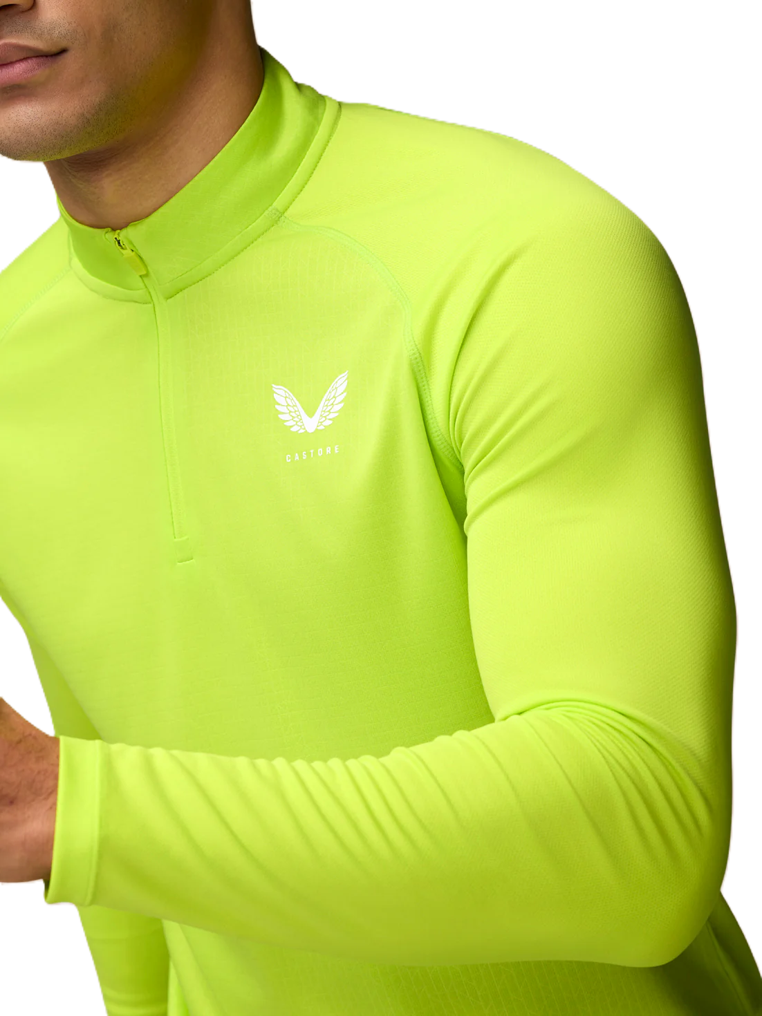 Castore Mens AOP / Zip Long Sleeve Acid Lime White