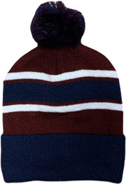 CS Bobble Hat (Navy Maroon White)