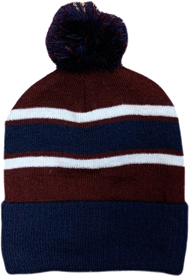 CS Bobble Hat (Navy Maroon White)