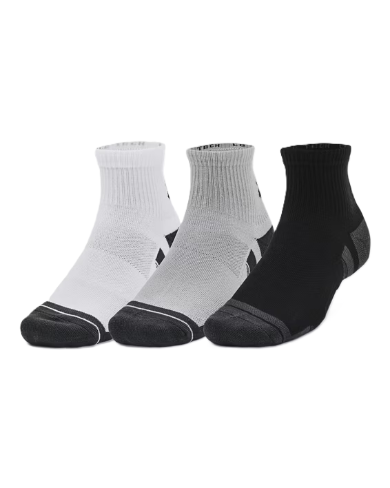 Under Armour Performance Tech 3-Pack Quarter Socks Grey White